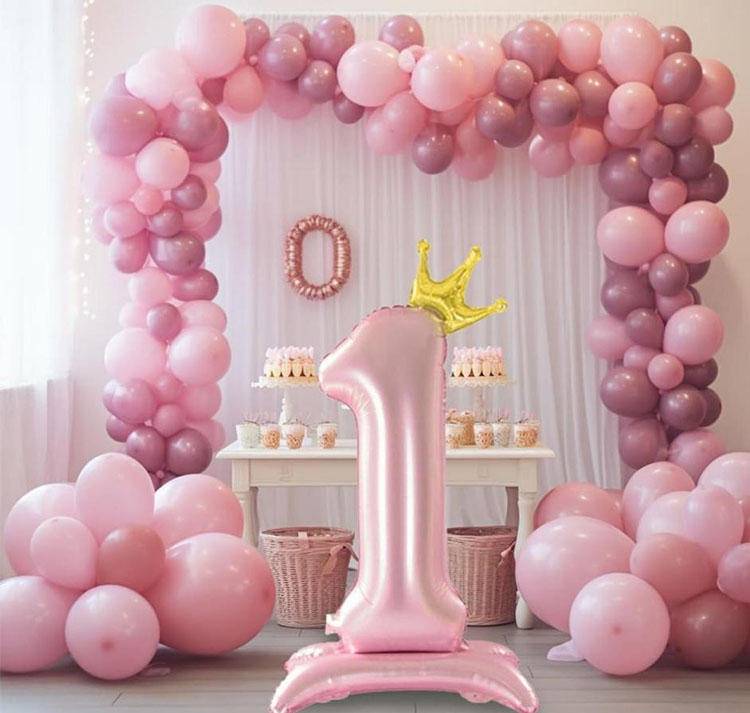 Pink number foil balloons